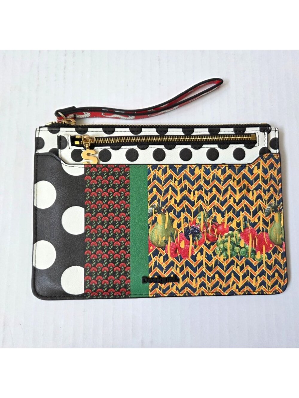 Desigual Wristlet Lola Patch with Removable Insert Pouch Colorful Dots Floral